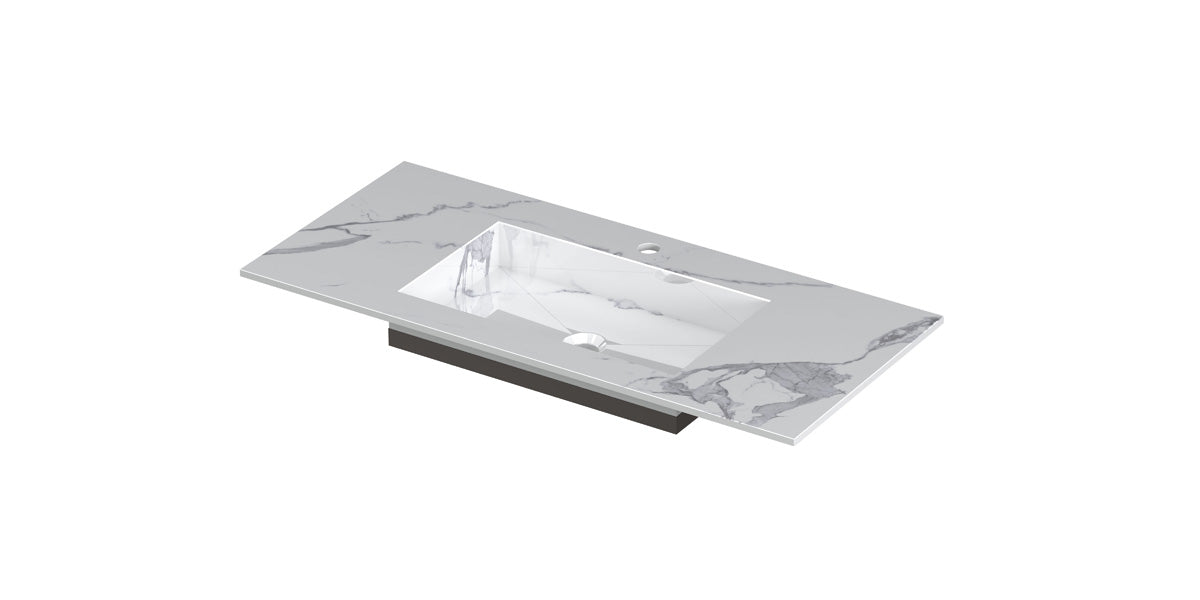 Ink Post Wastafel - Keramische Slab Envelop Bak Midden - Statuario Glans - 100x45x1 cm