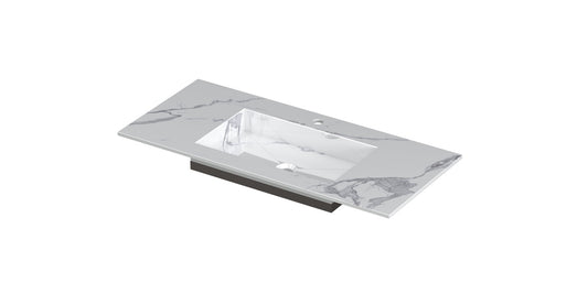 Ink Post Wastafel - Keramische Slab Envelop Bak Midden - Statuario Glans - 100x45x1 cm