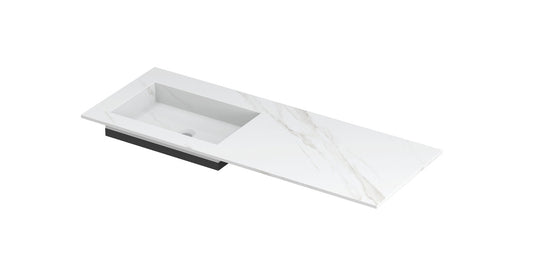 Ink Post Wastafel keramische slab envelop bak links zonder kraangat - Calacatta mat - 1200x450x10 mm