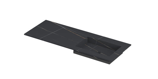 Ink Post Wastafel - Keramische slab envelop bak rechts - Lauren black mat - 120x45x1 cm