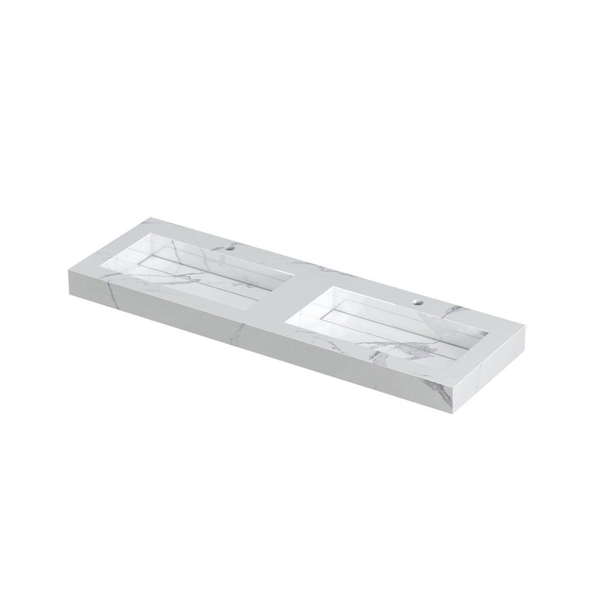 Ink Pitch dubbele meubelwastafel 140x45cm keramische slab - 2 kraangaten - Statuario