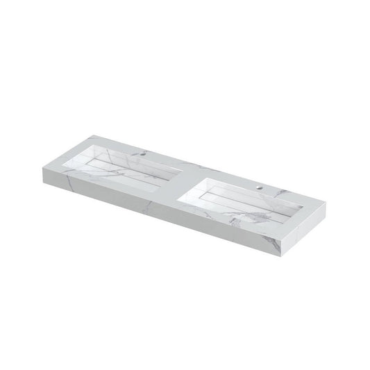 Ink Pitch dubbele meubelwastafel 140x45cm keramische slab - 2 kraangaten - Statuario