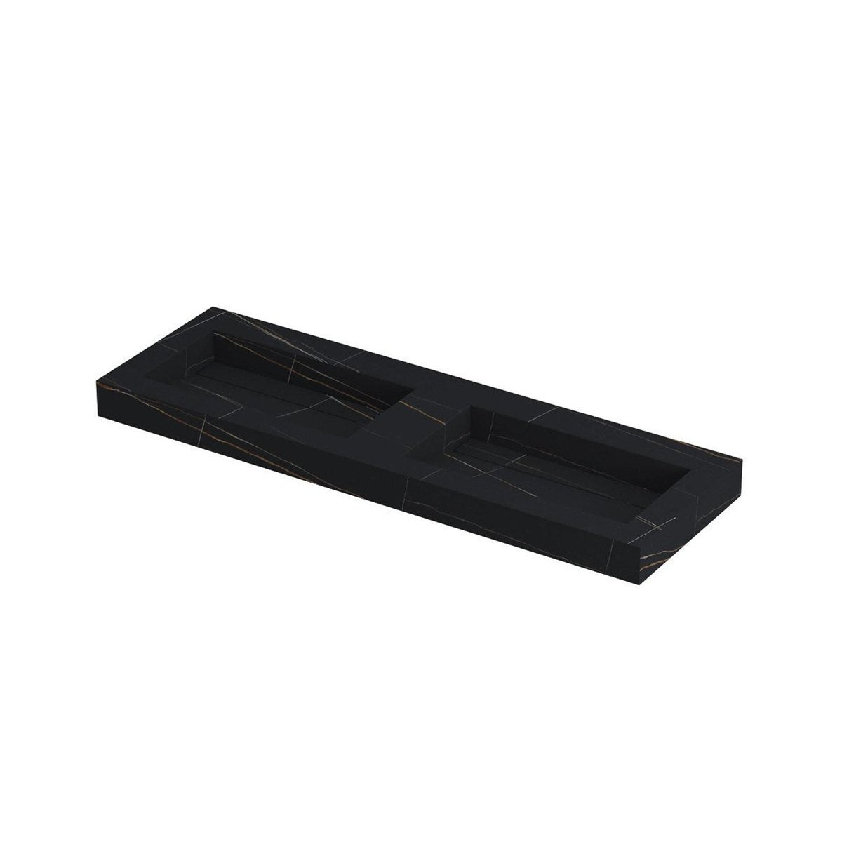 Ink Pitch dubbele meubelwastafel 140x45cm keramische slab - zonder kraangaten - Lauren black