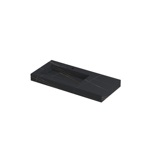 Ink Pitch Wastafel Keramische Slab Links - 1 Kraangat - Lauren Black Mat - 100x45x9 cm