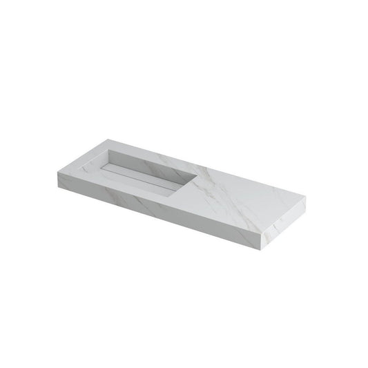 Ink Pitch Wastafel Keramische Slab Links - Calacatta Mat 120x45x9 cm