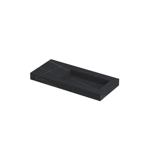 Ink Pitch Wastafel - Keramische Slab - Lauren Black Mat - 100x45x9 cm