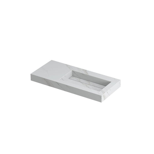Ink Pitch Wastafel Keramische Slab Rechts - Calacatta Mat - 100x45x9 cm