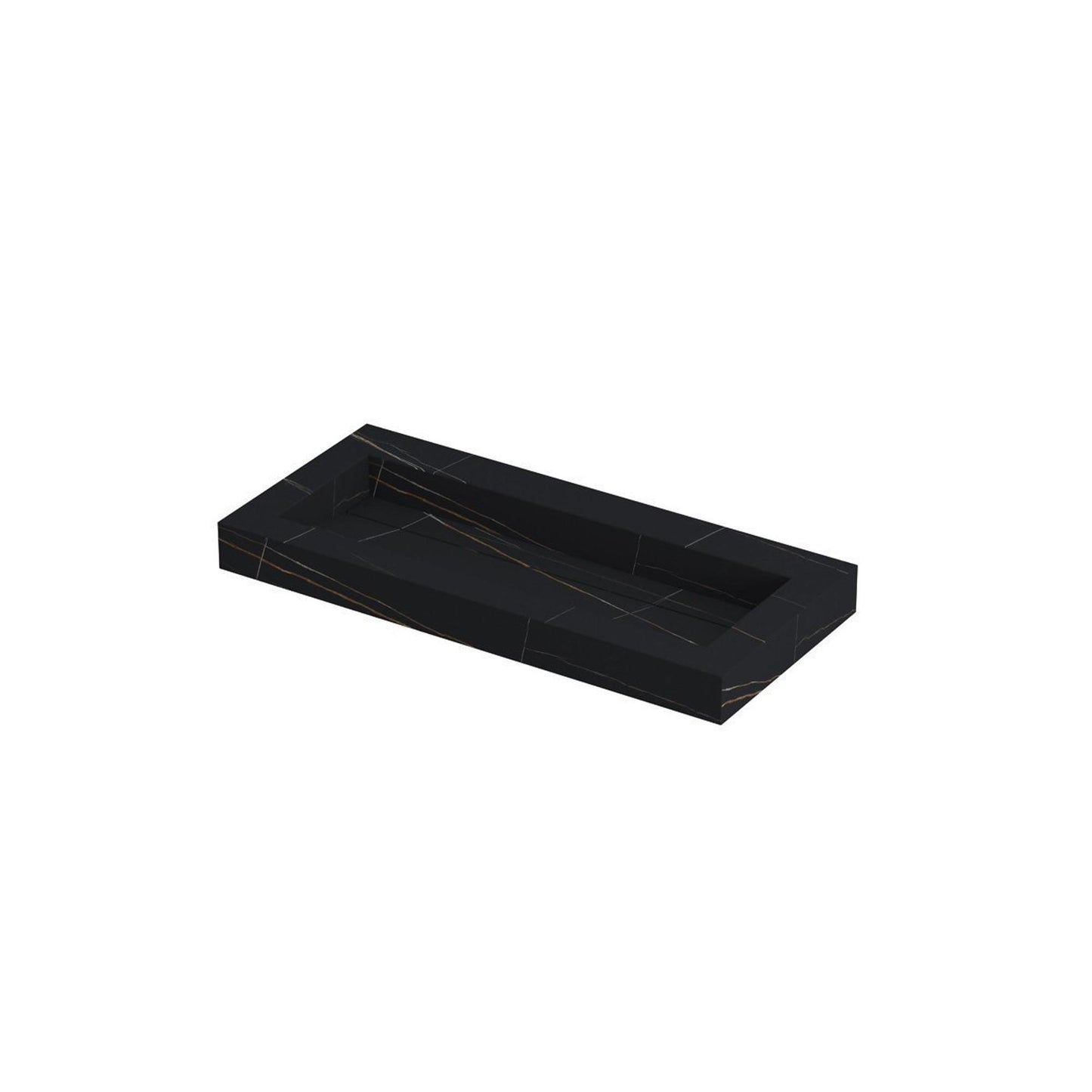 INK Pitch wastafel - 100x45x9cm - 1 wasbak - 0 kraangaten - drain keramiek Lauren black mat