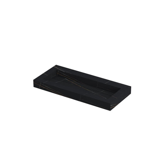 INK Pitch wastafel - 100x45x9cm - 1 wasbak - 0 kraangaten - drain keramiek Lauren black mat