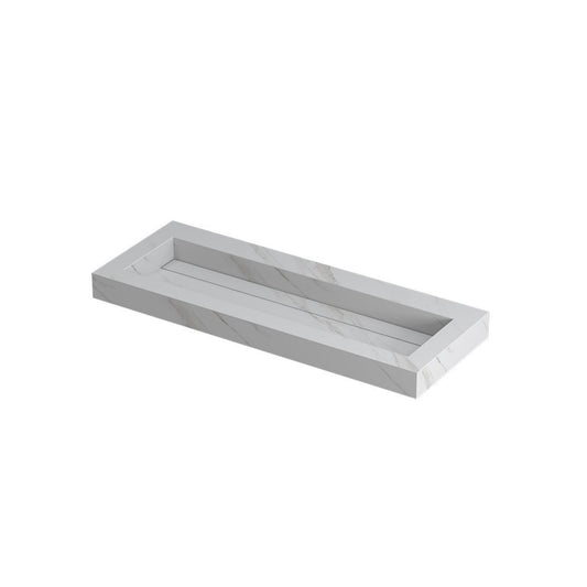 INK Pitch wastafel - 120x45x9cm - 1 wasbak - 0 kraangaten - drain keramiek Calacatta mat
