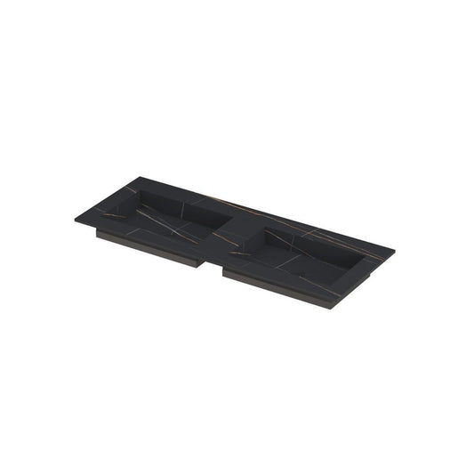 INK Post Wastafel - Dubbele Wasbak - 120x45x1cm - Lauren Black Mat